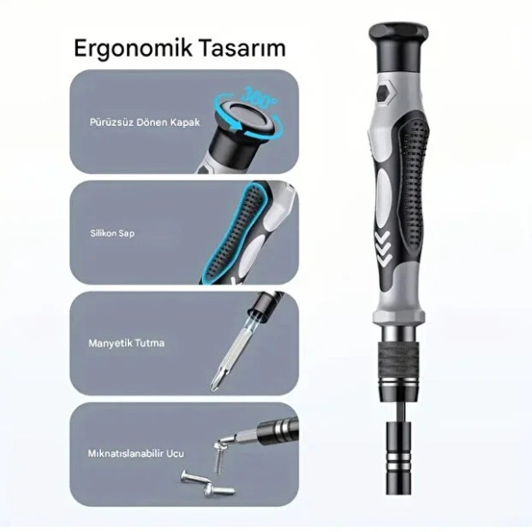 115 Parça Manyetik Uçlu Hassas Tornavida Seti 