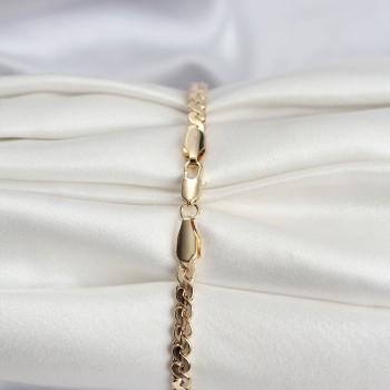 14K Gold Renk Kaplama Ezme Yılan Zincir Model CM Kadın Bileklik