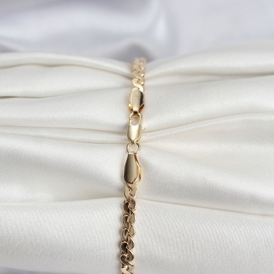 14K Gold Renk Kaplama Ezme Yılan Zincir Model CM Kadın Bileklik