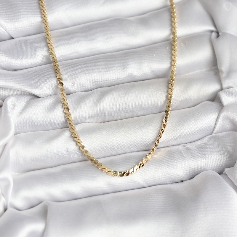 14K Gold Renk Kaplama Ezme Yılan Zincir Model CM Kadın Kolye