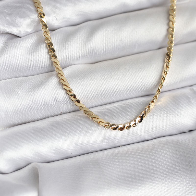 14K Gold Renk Kaplama Ezme Yılan Zincir Model CM Kadın Kolye