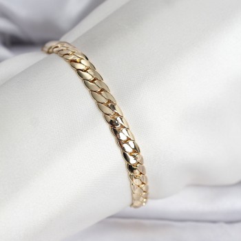 14K Gold Renk Kaplama Ezme Zincir Model Kadın Bileklik