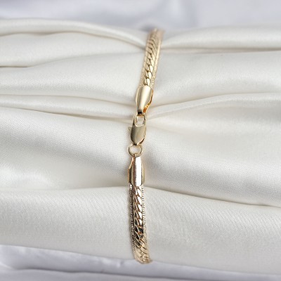 14K Gold Renk Kaplama Lazer Ezme Zincir Model CM Kadın Bileklik