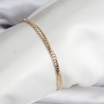 14K Gold Renk Kaplama Lazer Ezme Zincir Model CM Kadın Bileklik