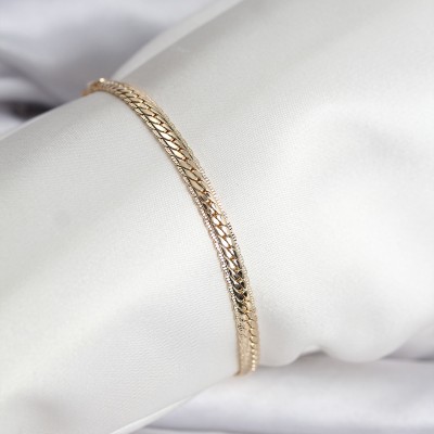 14K Gold Renk Kaplama Lazer Ezme Zincir Model CM Kadın Bileklik