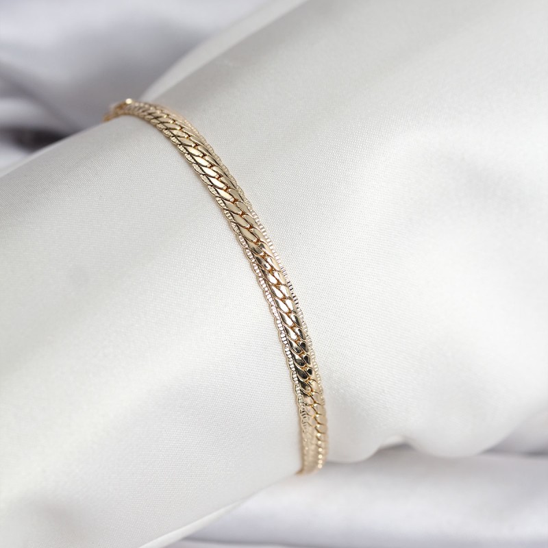 14K Gold Renk Kaplama Lazer Ezme Zincir Model CM Kadın Bileklik