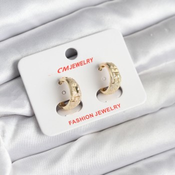 14K Gold Renk Kaplama Lazer Halka CM Kadın Küpe