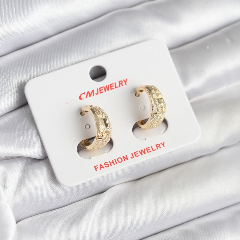 14K Gold Renk Kaplama Lazer Halka CM Kadın Küpe