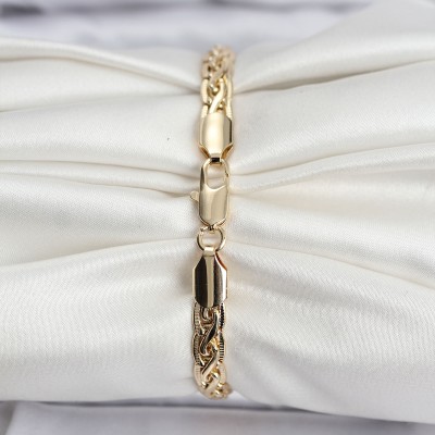 14K Gold Renk Kaplama Lazer Zincir Model CM Kadın Bileklik