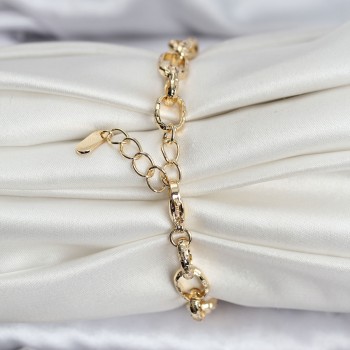 14K Gold Renk Kaplama Lazerli Zincir Model CM Kadın Bileklik