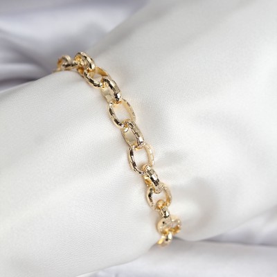 14K Gold Renk Kaplama Lazerli Zincir Model CM Kadın Bileklik