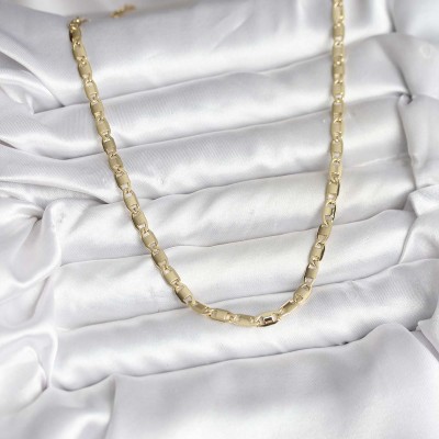 14K Gold Renk Kaplama Plaka Ezme Model Zincirli CM Kadın Kolye