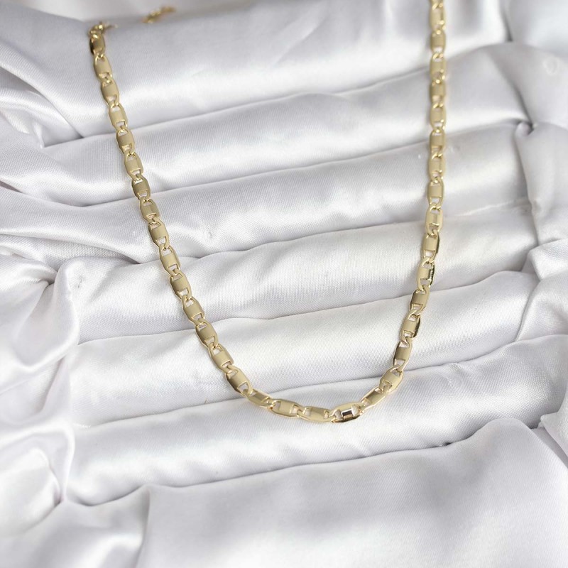 14K Gold Renk Kaplama Plaka Ezme Model Zincirli CM Kadın Kolye