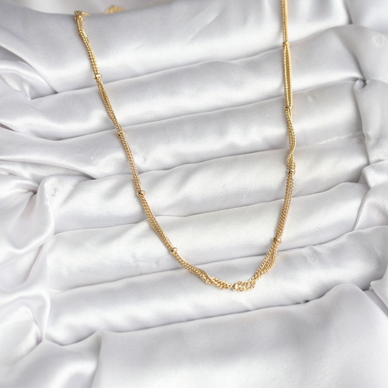 14K Gold Renk Kaplama Topçuk Zincirli Model CM Kadın Kolye