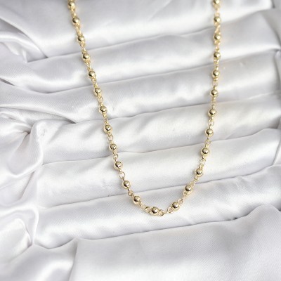 14K Gold Renk Kaplama Topçuklu Zincir Model CM Kadın Kolye