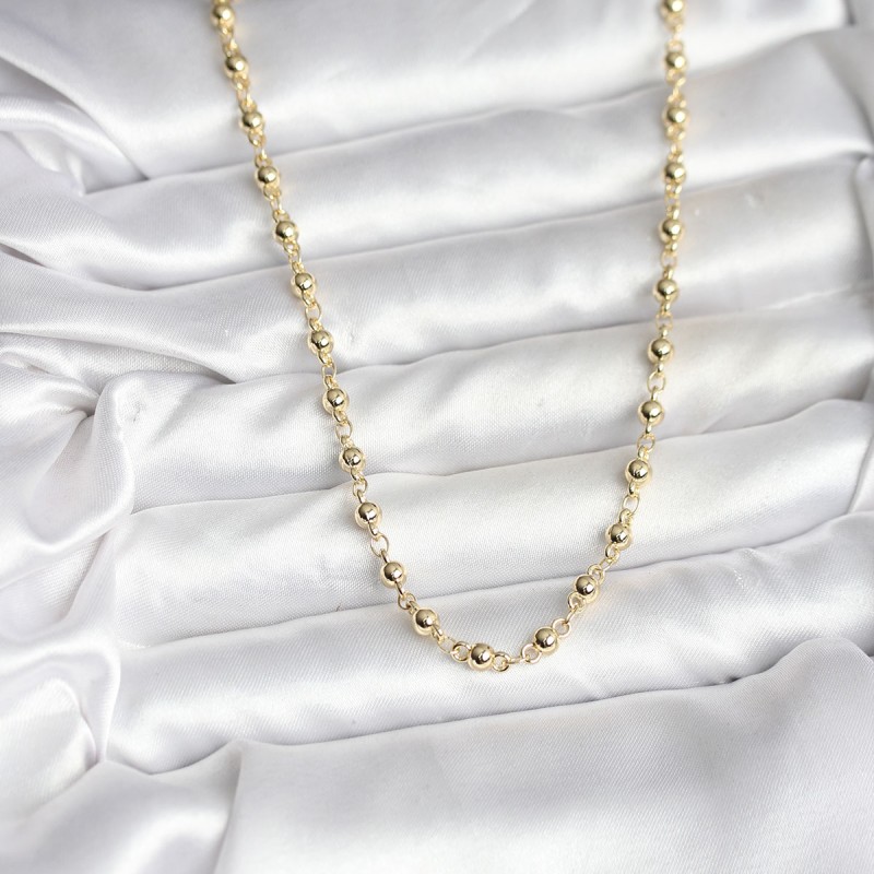 14K Gold Renk Kaplama Topçuklu Zincir Model CM Kadın Kolye