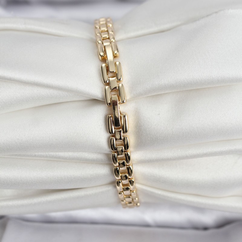 14K Gold Renk Kaplama Zirkon Kare Taşlı CM Kadın Bileklik