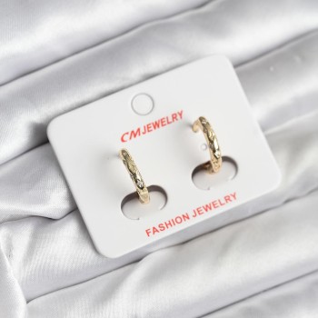 14K Gold Renk Kaplama Zirkon Taşlı Halka Model CM Kadın Küpe