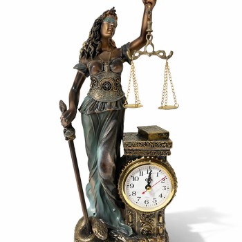 15x10 cm Polyester Saatli Adalet Figürü