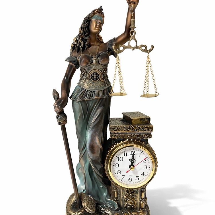 15x10 cm Polyester Saatli Adalet Figürü