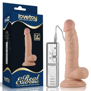 19 cm Realistik Titreşimli Vantuzlu Anal Vajinal Dildo Penis