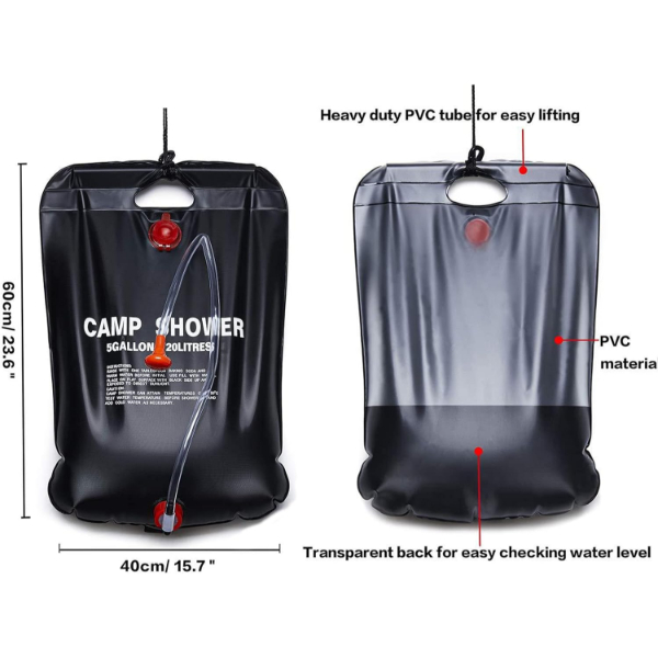 20 Litre Solar Isıtıcılı Kamp Duş Torbası 