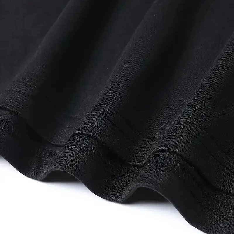 20/1 Penye Compack Baskılı Oversize Bisiklet Yaka Kısa Kol T-shirt - Siyah -