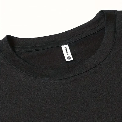 20/1 Penye Compack Baskılı Oversize Bisiklet Yaka Kısa Kol T-shirt - Siyah -