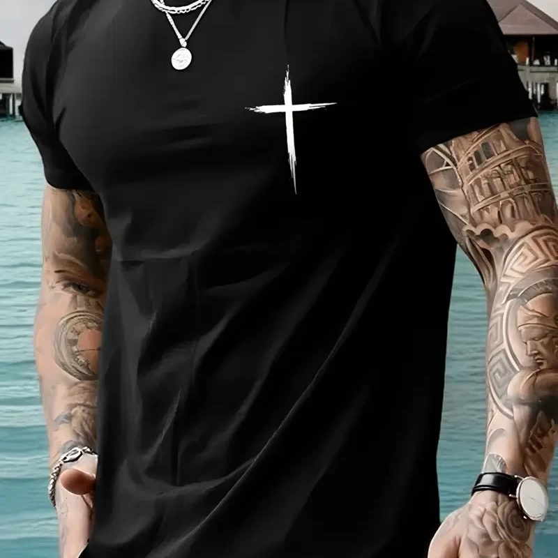 20/1 Penye Compack Baskılı Oversize Bisiklet Yaka Kısa Kol T-shirt - Siyah -