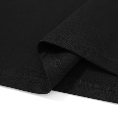 20/1 Penye Compack Palmiye Ön Baskılı Oversize Bisiklet Yaka Kısa Kol Yazlık T-shirt - Siyah -