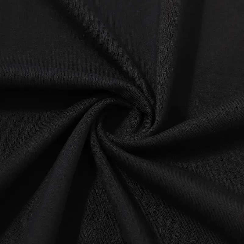 20/1 Penye Compack Palmiye Ön Baskılı Oversize Bisiklet Yaka Kısa Kol Yazlık T-shirt - Siyah -