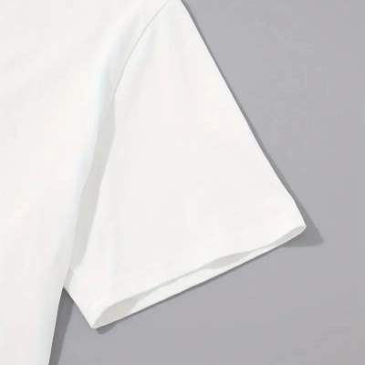 20/1 Penye Compack Sarj %1 Baskılı Oversize Bisiklet Yaka Kısa Kol Yazlık T-shirt - Beyaz -