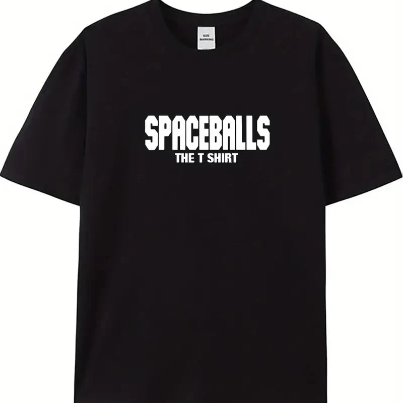 20/1 Penye Compack SPACEBALLS   Baskılı Oversize Bisiklet Yaka Kısa Kol Yazlık T-shirt - Siyah -