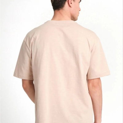 24/1 Düz A Kalite Oversize T-shirt - Bej -