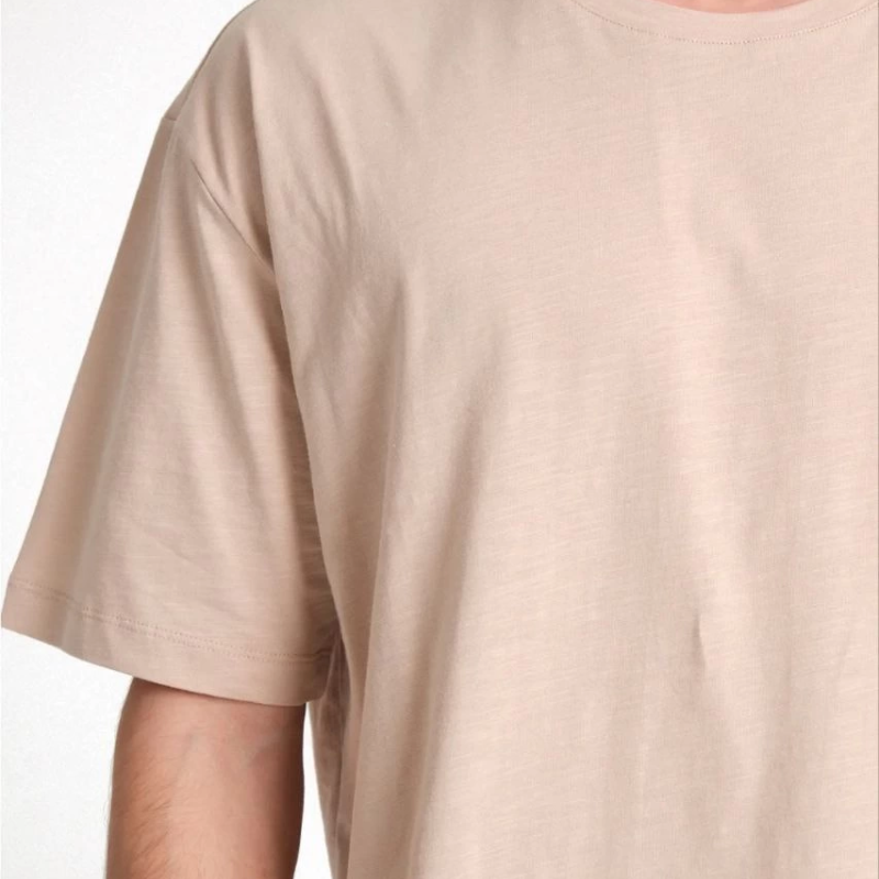 24/1 Düz A Kalite Oversize T-shirt - Bej -