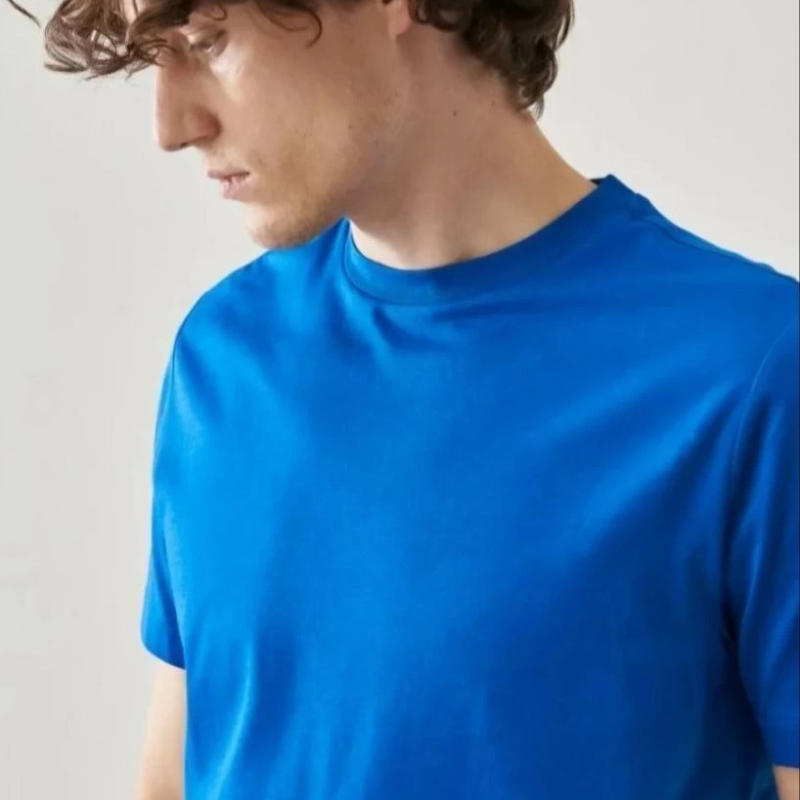 24/1 Düz A Kalite Oversize T-shirt - Mavi -