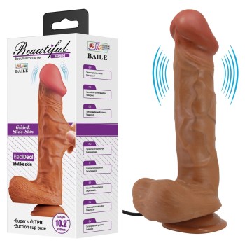 26 cm Çift Katmanlı Gerçekçi Titreşimli Dildo Vibratör Penis - Bergrisi