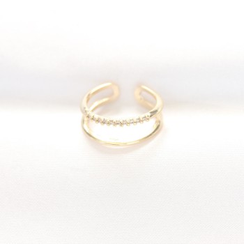 2li Görünümlü Su Yolu Tasarımlı Gold Renk Ayarlanabilir Yüzük