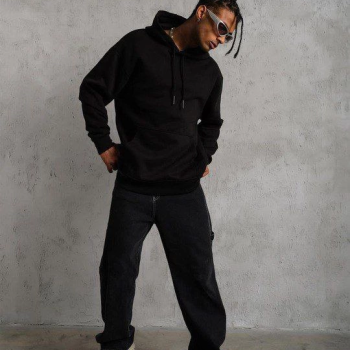 3 İplik Kapşonlu Sweatshirt hoodie - Siyah