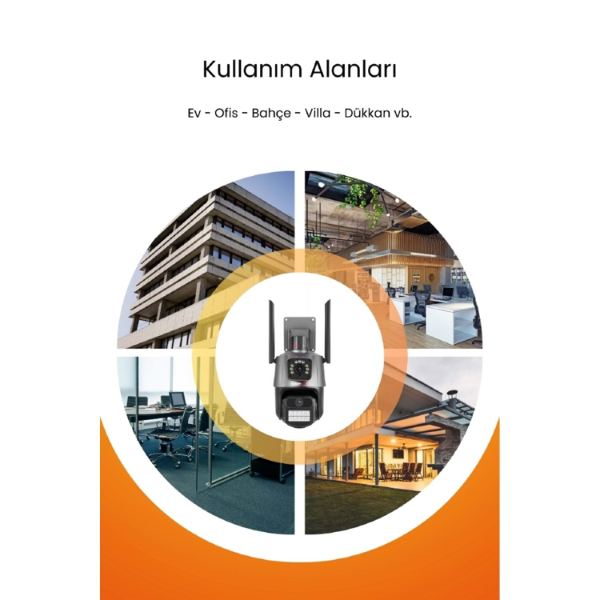  3 MP + 3 MP Çift Lens Wi-Fi TF Kart Girişli Güvenlik Kamerası 