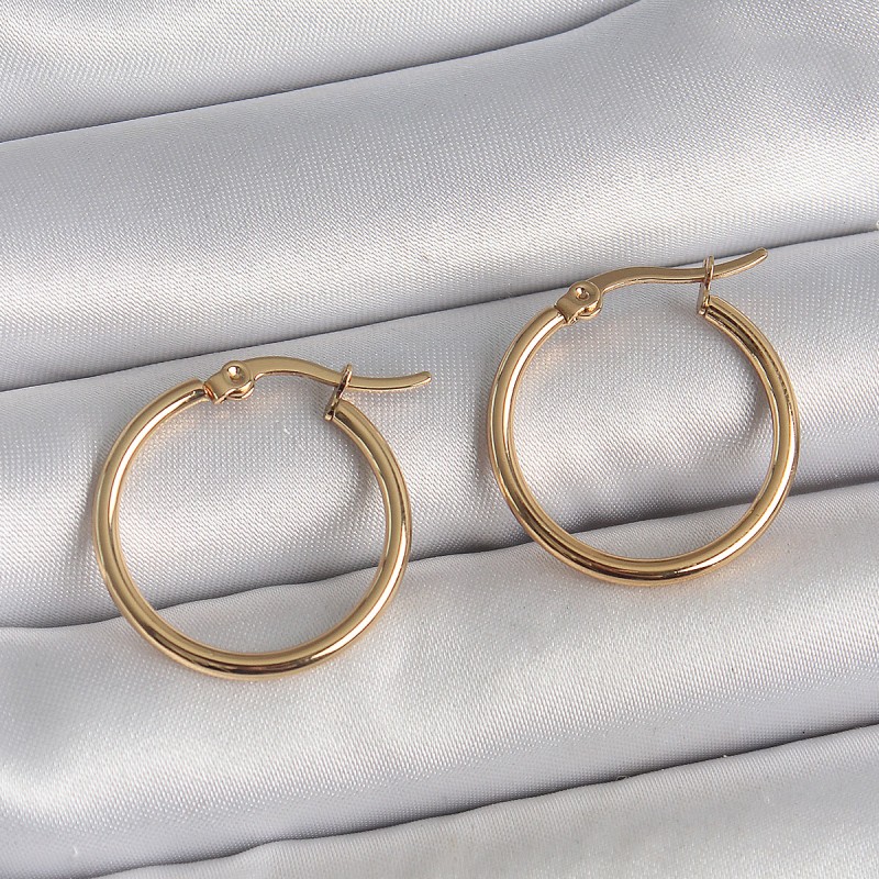 316 Çelik Gold Renk 22mm Kadın Halka Model Kadın Küpe