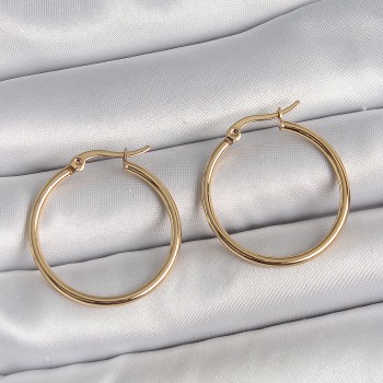 316 Çelik Gold Renk 27 mm Halka Model Kadın Küpe