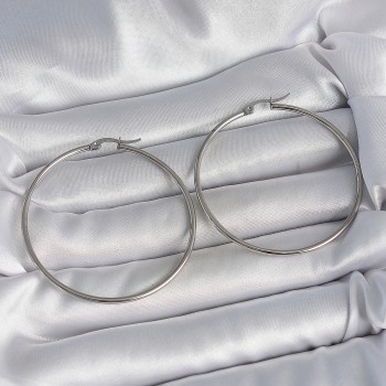 316 Çelik Gümüş Renk 53 mm Halka Model Kadın Küpe