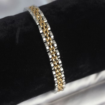 316L Çelik 7 mm Kalınlıkta Gold ve Gümüş Renkli Erkek Bileklik