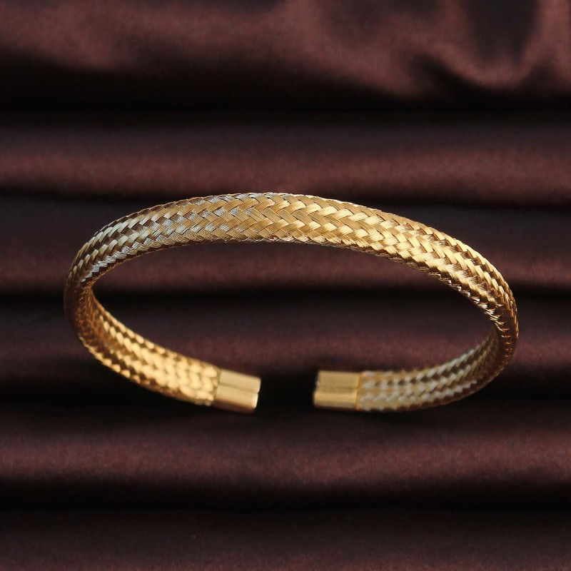 316L Çelik Altın Renk Hasır Görünüm Erkek Bileklik