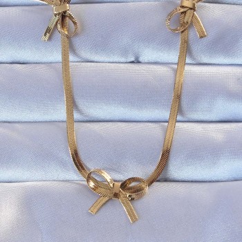 316L Çelik Altın Renk İtalyan Zincirli Fiyonk Kolye