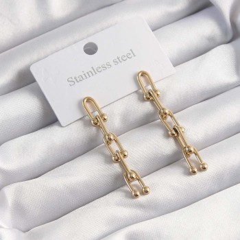 316L Çelik Altın Renk Sallantılı Model Küpe