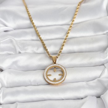 316L Çelik Burgu Zincir Model Çeyrek Takılabilir Kadın Kolye