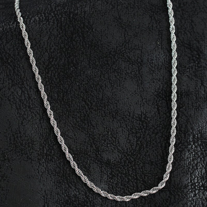 316L Çelik Burgu Zincir Model Gümüş Renk Erkek Kolye