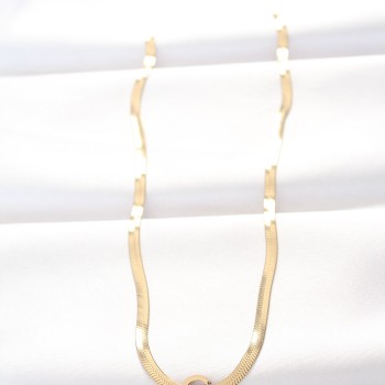 316L Çelik C Harfli Gold Renk İtalyan Zincirli Kolye